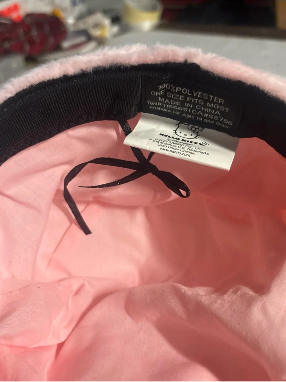 Sanrio Hello Kitty White and Pink Faux Fur  Hat Merch 2025 Universal